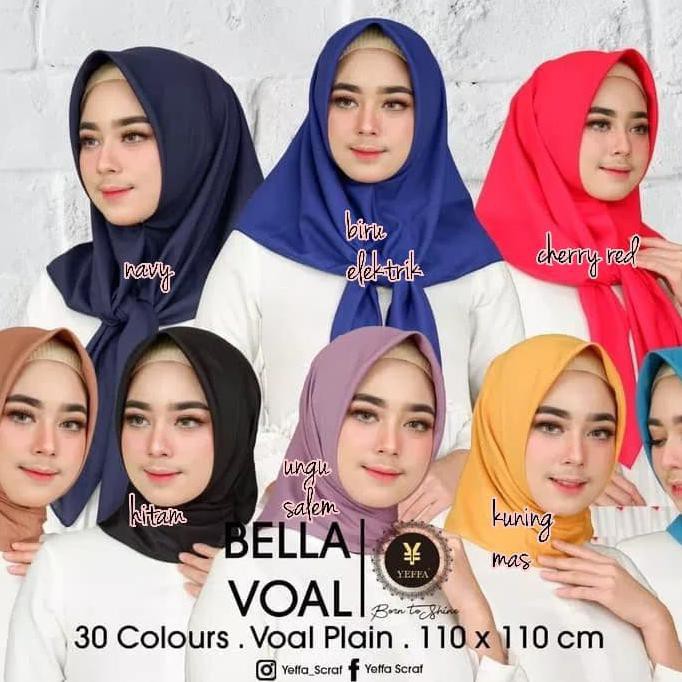 Jilbab Segi Empat Bella Voal Plain By Yeffa Scarf