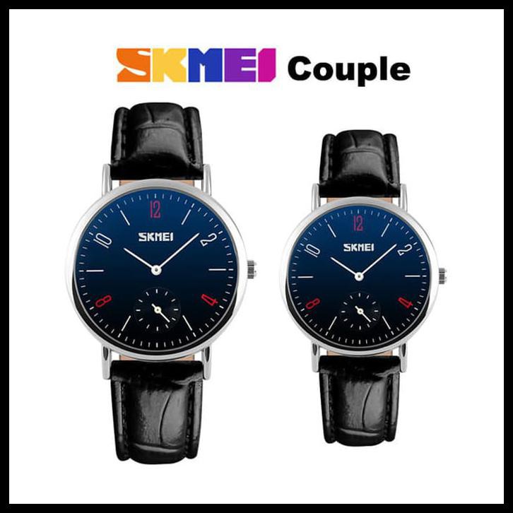 Trendy Skmei Jam Tangan Couple 9120Cl / Skmei Ori / Jam Tangan Pria Wanita - Hitam Putih