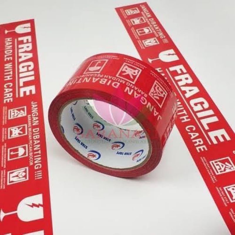 LAKBAN MERAH JANGAN DI BANTING / LAKBAN MERAH FRAGILE /LAKBAN MERAH SECURITY SEAL
