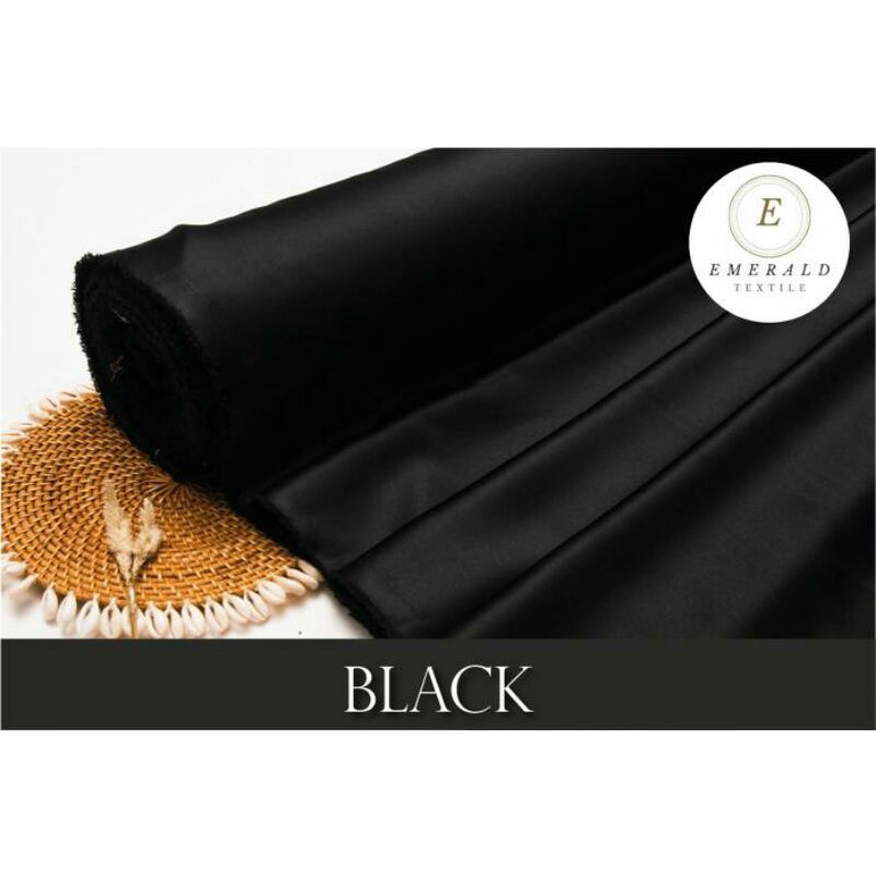 ( BUKAN HIJAB ) SETENGAH METER Kain Satin Velvet Roberto Cavalli Silk Premium - Black ( HARGA PER 50cm KAIN )