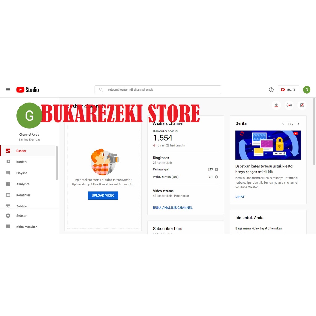 [SOLD] Akun Youtube Murah Subs 1550 Real Bukan bot dan tidak drop