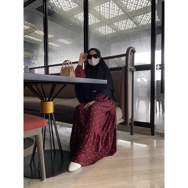 VINKA POLKA vol.2  DRESS / GAMIS RAYON POLKADOT PREMIUM / HOMEYDRESS POLKADOT HITAM BLACK MAROON NAVY-5