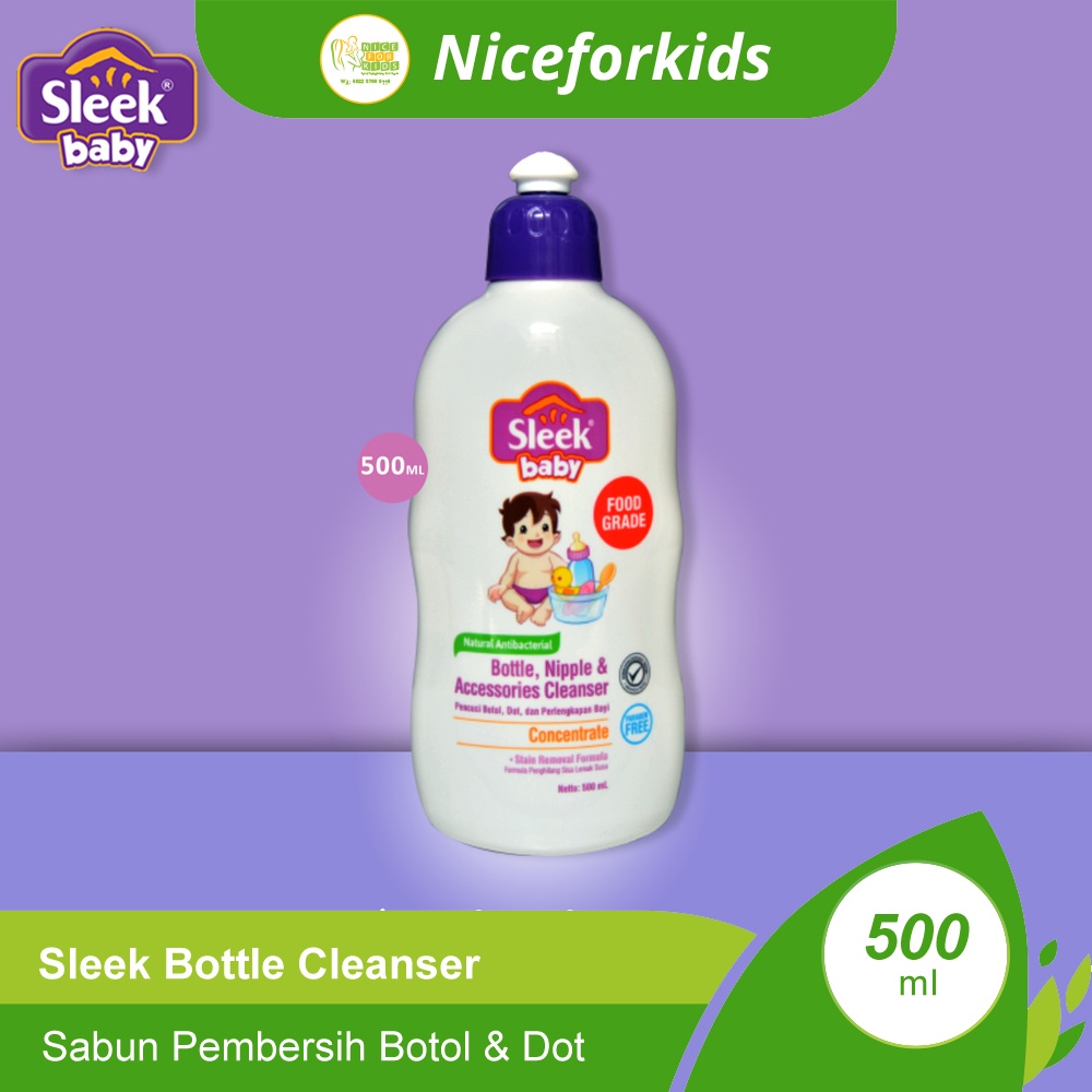 Sleek Baby Bottle , Nipple &amp; Accesories Cleanser 500ml Natural Antibacterial / Sabun Pembersih Botol Susu dan Dot Bayi