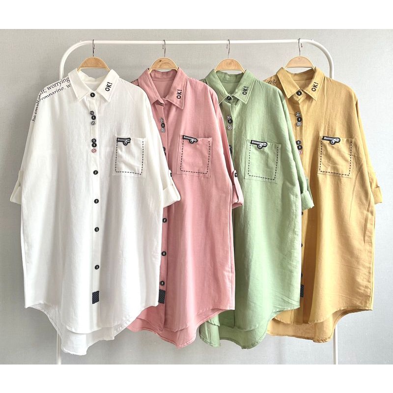 Tunik Kemeja Katun Linen ImportNew Polos LuBaNa#6581