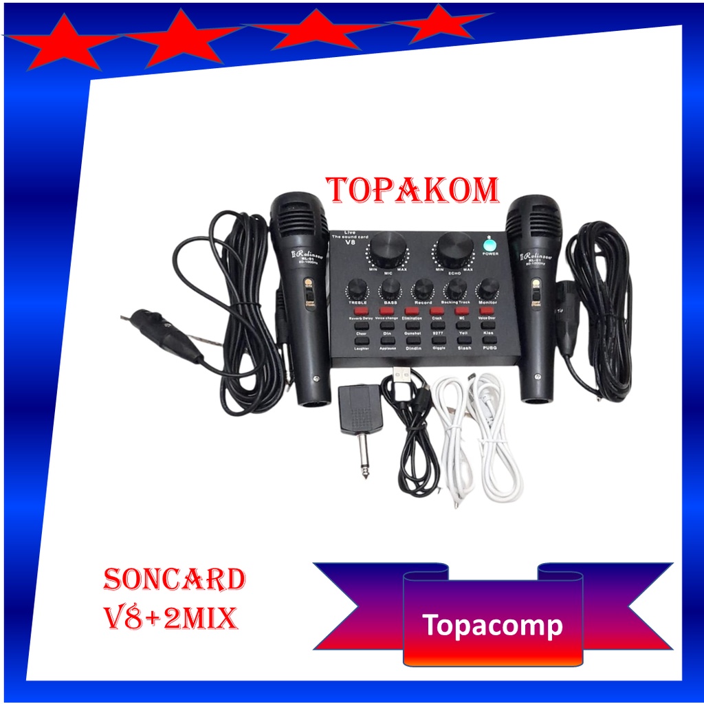1 PAKET Alat karoke mixser v8 soncd soncad bluetooth murah satu paket karoke siAp pakai bonus jek