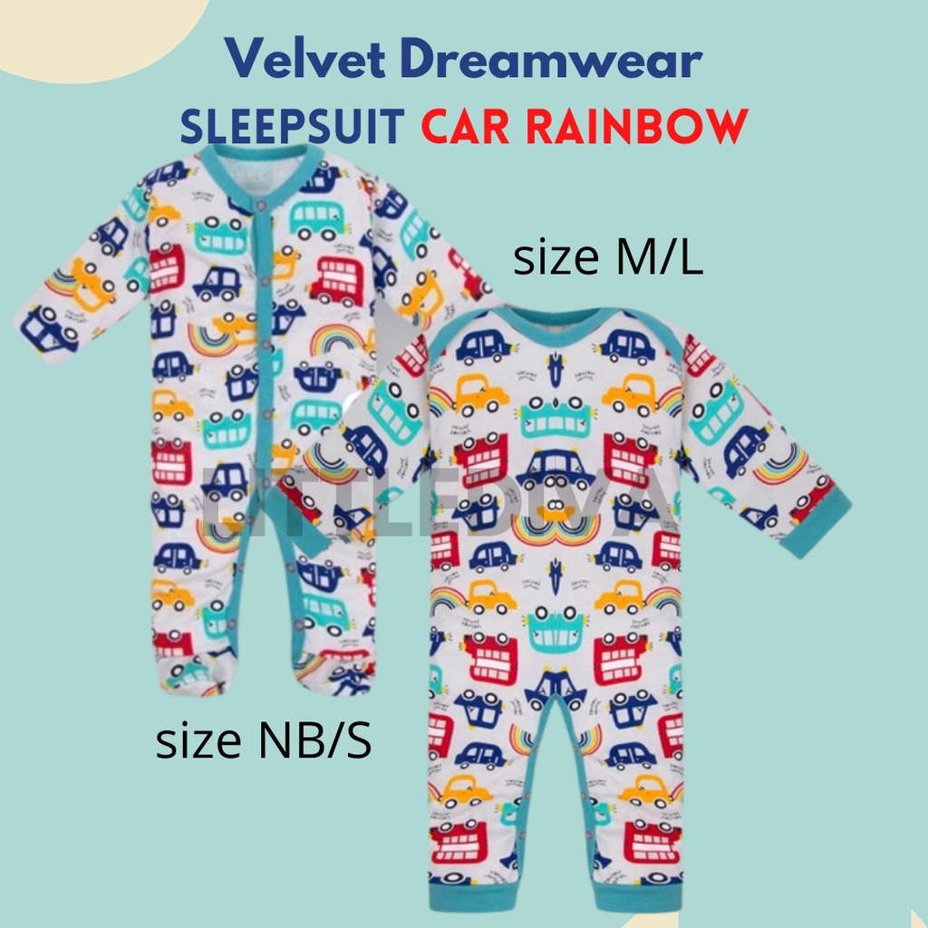 Car Rainbow size S / M / L Kancing Depan Velvet SLEEPSUIT Kaki TERBUKA Velvet Junior alt vv BUKA