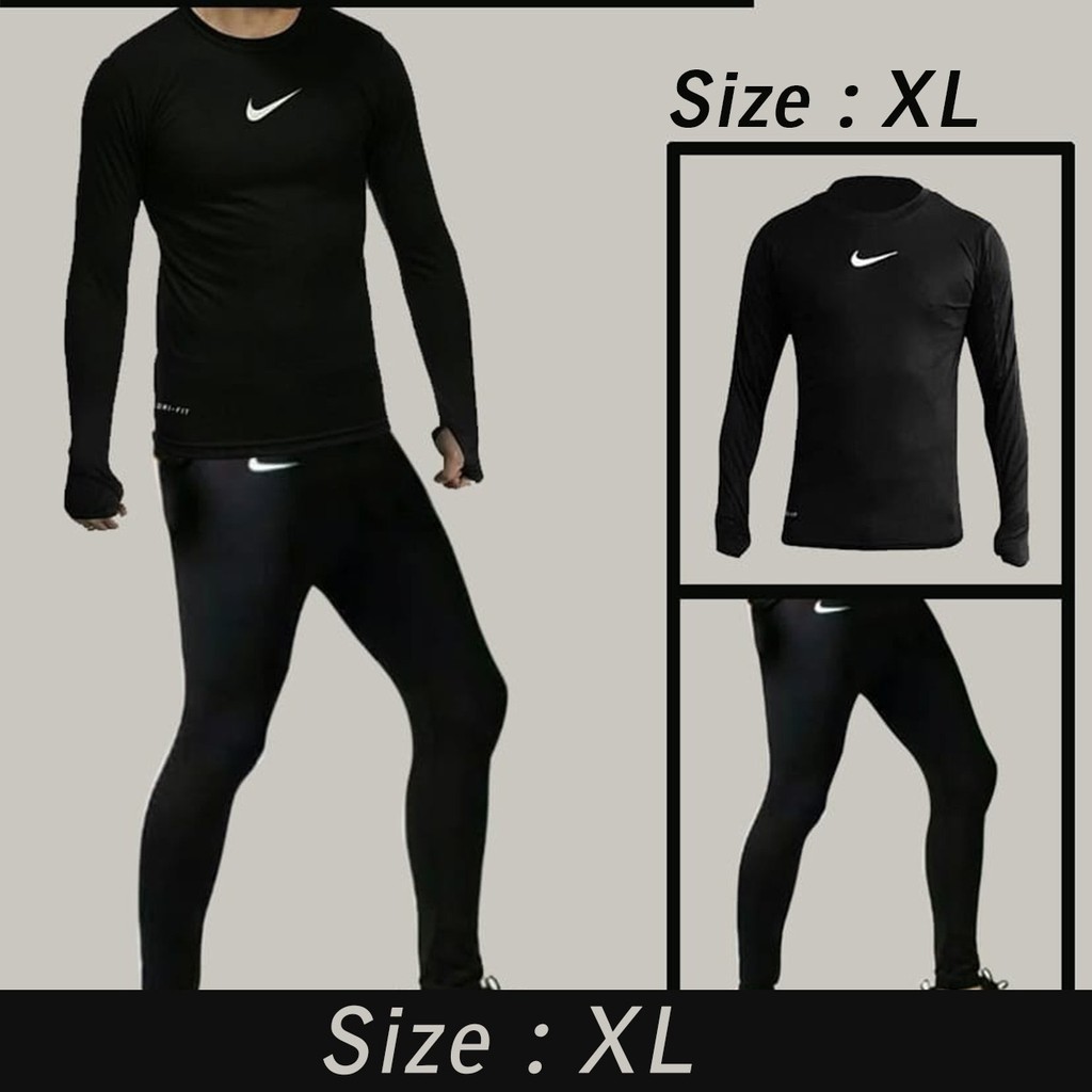 PAKET MANSET BASELAYER 3IN 1 BAJU &amp; LEGING PANJANG + CELANA PENDEK STRECH