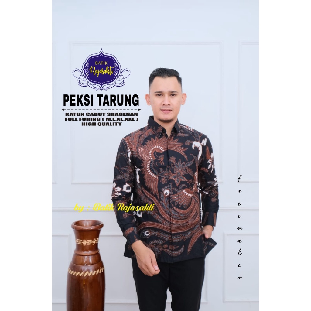 PEKSI TARUNG Kemeja Batik Pria Premum Full Furing Bahan Katun Halus Primisima Asli Batik solo