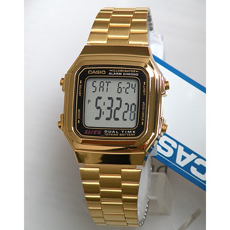 Casio Original A178WGA-1A / A178WGA-1A Jam Tangan Unisex - Digital - Stainless - Gold