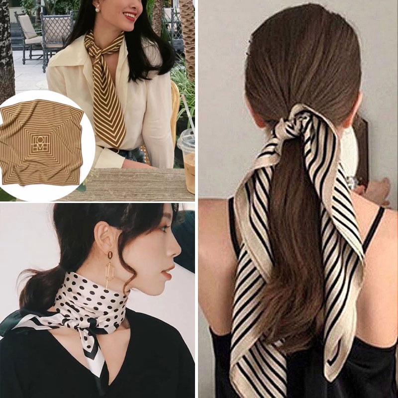 Mini Syal Korean Fashionable Wanita sutra syal leher syal tas syal 70x70cm wanita scarf satin