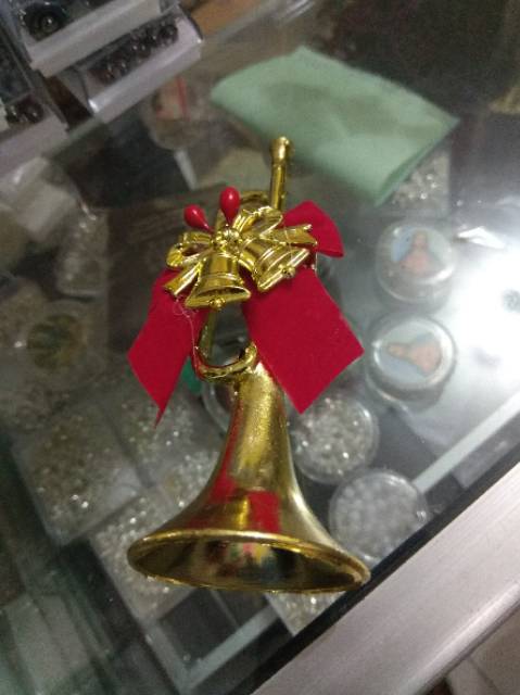 HIASAN POHON NATAL BENTUK LONCENG MERRY CHRISTMAS WARNA KUNING KEEMASAN 15x8 cm - DEKORASI MURAH