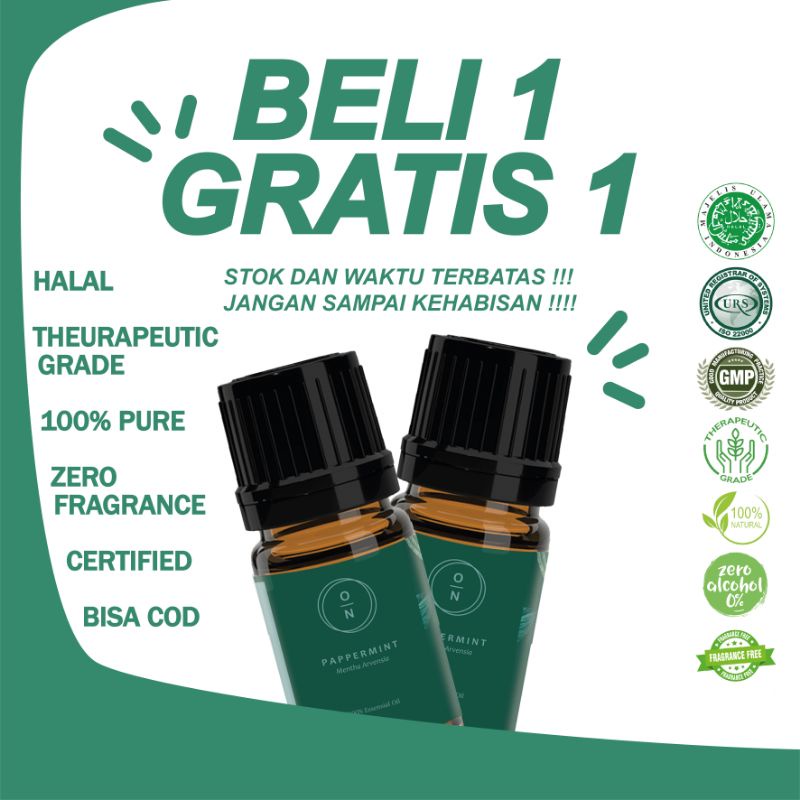 B1G1 Pure Peppermint Essential Oil Aromaterapi Diffuser Humidisier Minyak Daun Mint Alami Murni