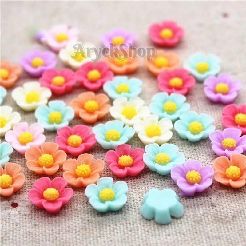 Bunga Sepatu (Bunga Hibiscus) Bahan Craft isi 10pcs Nailart Bahan Tasbih Digital