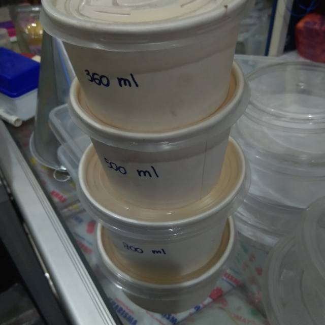 Paper bowl 360ml, 500ml, 650ml, 800ml tanpa tutup isi 25 pcs paperbowl