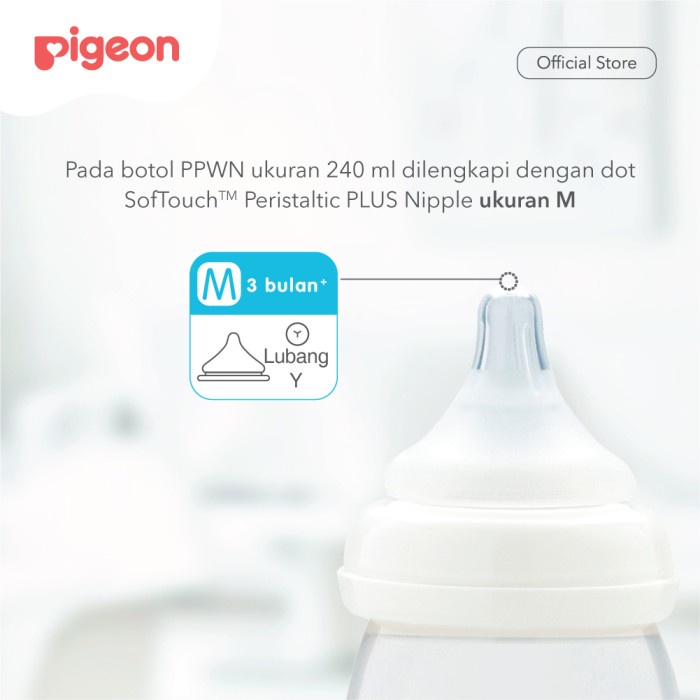 PIGEON BOTOL PP WIDE NECK 240 ML &amp; 160 ML WITH P-PLUS NIPPLE