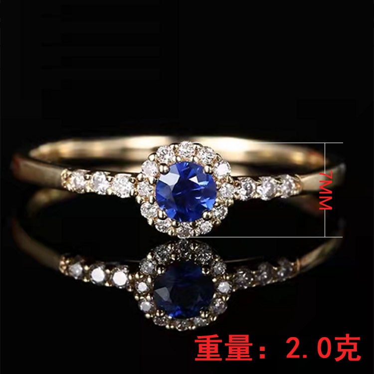 Cincin Bahan Stainless Steel Aksen Batu Permata Warna Biru Untuk Wanita