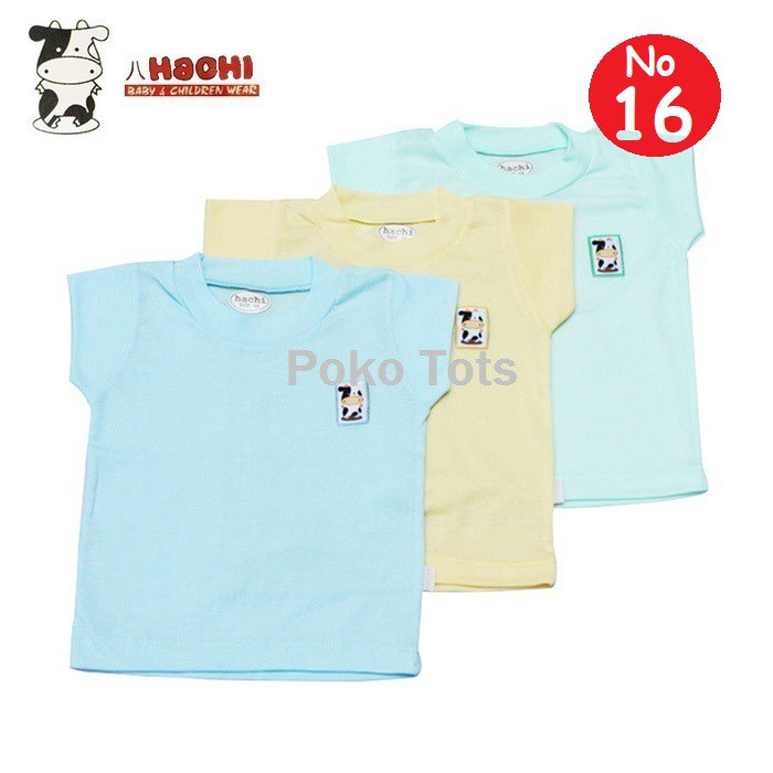 Hachi Kaos Oblong Ukuran 16 Tangan Pendek Bayi dan Anak Warna Polos