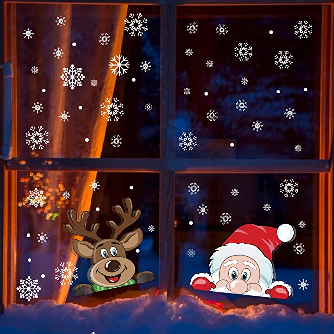 [ Santa Christmas  Self Adhesive Window sticker Decoration for Home Living Room Bedroom  New Year Xmas ]