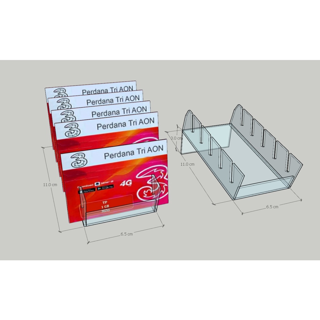 

[ACRYLIC DISPLAY] TEMPAT PAJANGAN VOUCHER KUOTA | DUDUKAN KARTU PERDANA