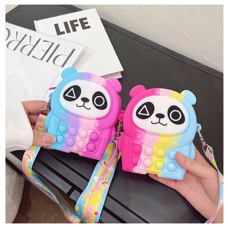 Tas pop it slempang rubber panda tas pop it anak