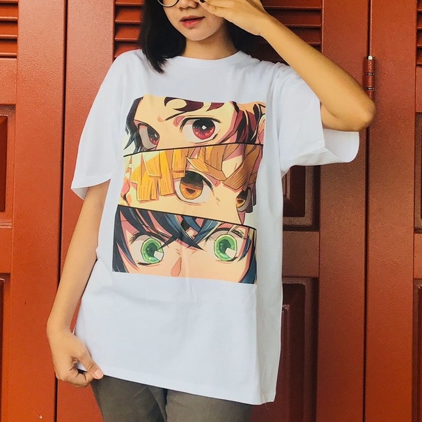 Tshirt Demon Slayer Eyes Kimetsu No Yaiba Tanjiro Kamado Zenitsu Agatsuma Hashibira Inosuke Premium Unisex