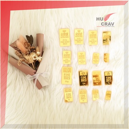 Replika LM UBS Logam Mulia 1gr Emas Akrilik Aksesoris Mahar Seserahan GOLD 0.5gr - 10gr Acrylic Lase