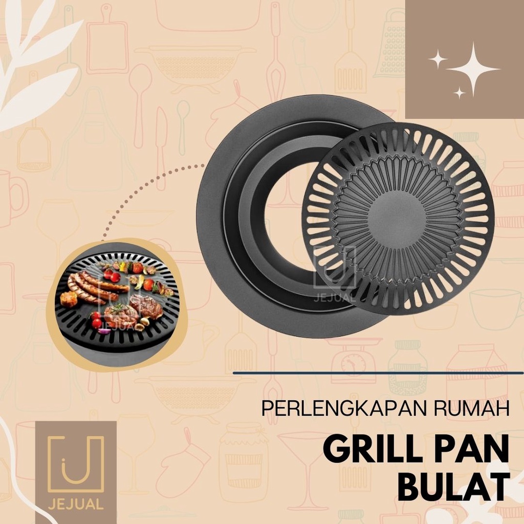 GRILL PAN BULAT Alat Panggang Gril/Griller Bakar/Bakaran BBQ Yakiniku Steak Daging Sapi/Ayam/Udang