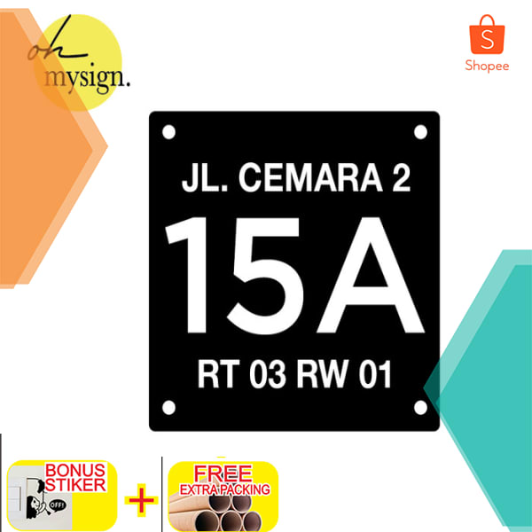 

Custom Nomor Rumah Akrilik Timbul 20x20 | Plat Nomor Acrylic Elegan