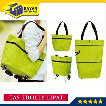 Tas Trolley Trolly Troly Lipat Roda Belanja Shopping Foldable Bag