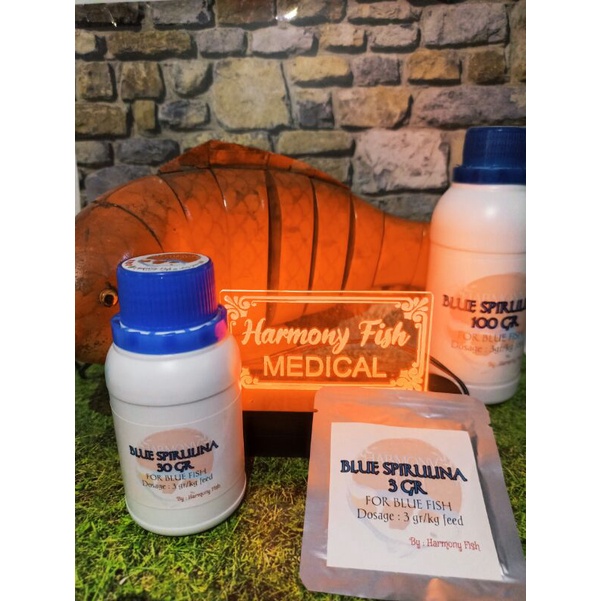 UPGRADE BLUE SPIRULINA @30GR Vitamin Pigmen Warna Biru Ikan Tropikal Cupang Cichlid Channa Oscar Gup