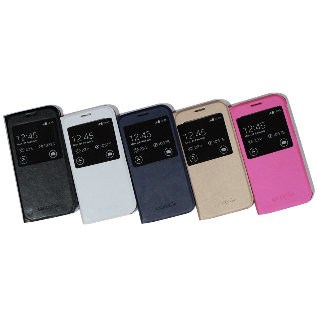 Sarung Leather Case Samsung S6 / Galaxy S6 / Flipcover View / Flipcover Kulit - Colour