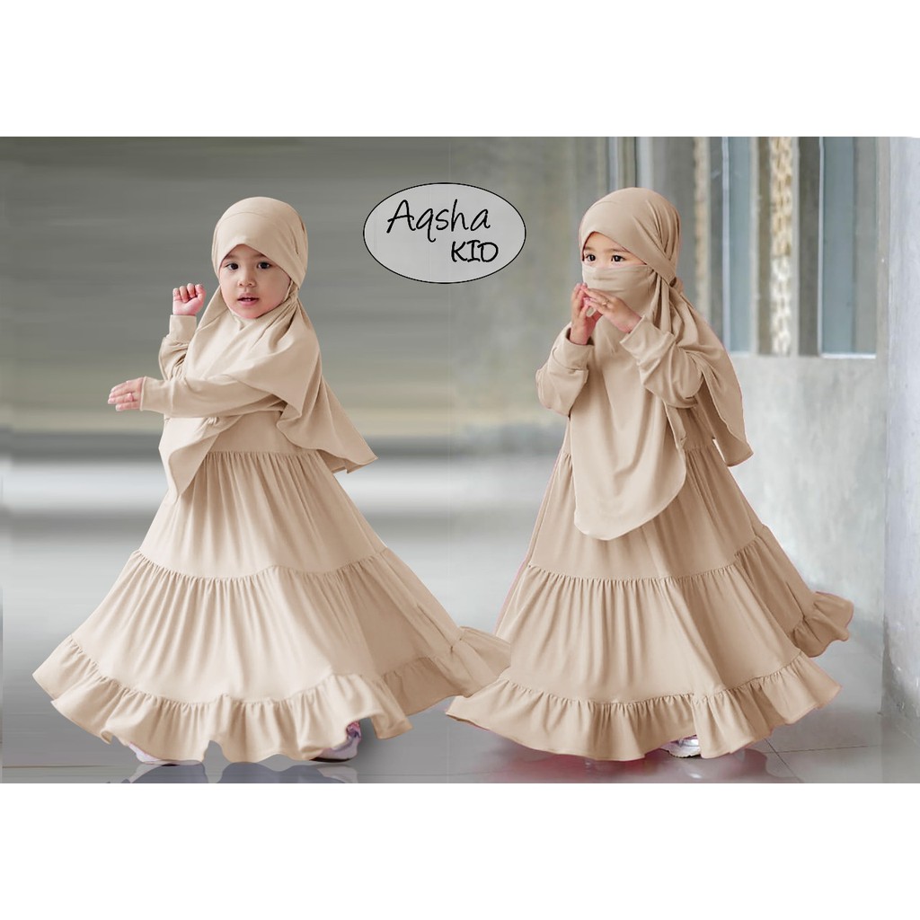 FenishaStore Baju Gamis Syar’i Anak Perempuan Terbaru AQSHA Kids Umur 2-4 Tahun