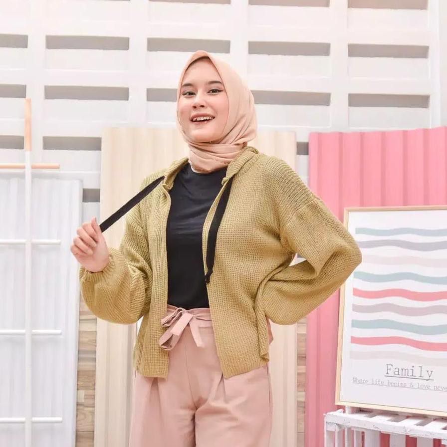 Belleza Outlet baju rajut Cardigan rajut atasan wanita hoodie calista