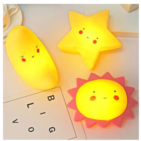 [TOSERBA_EMAK] - FGHGF Lampu Tidur Anak LED Light Cute Smiley Model Bintang - FGH01 - Blue