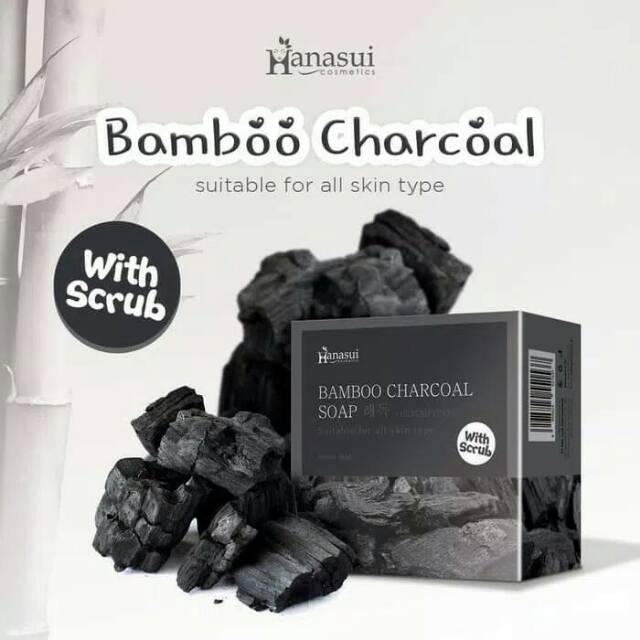 SABUN HANASUI BAMBOO CHARCOAL SOAP BPOM - SABUN ARANG WITH SCRUB