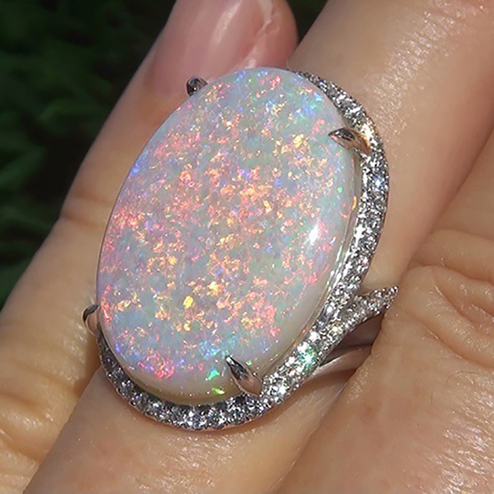 Hu Hu Hu Hu Hu Alat Bantu Pasang Kacamata♡ Cincin Batu Opal Imitasi Bentuk Oval Untuk Wanita