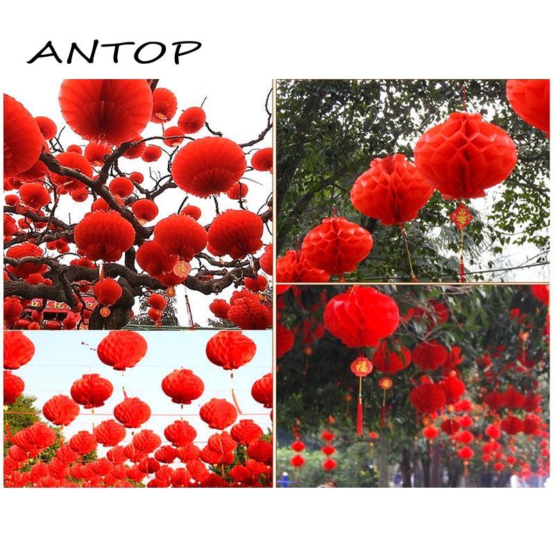 1 Pcs Lentera Kertas Merah Cina Dekorasi Tahun Baru 24 Cm Chinese Lantern ANTOP