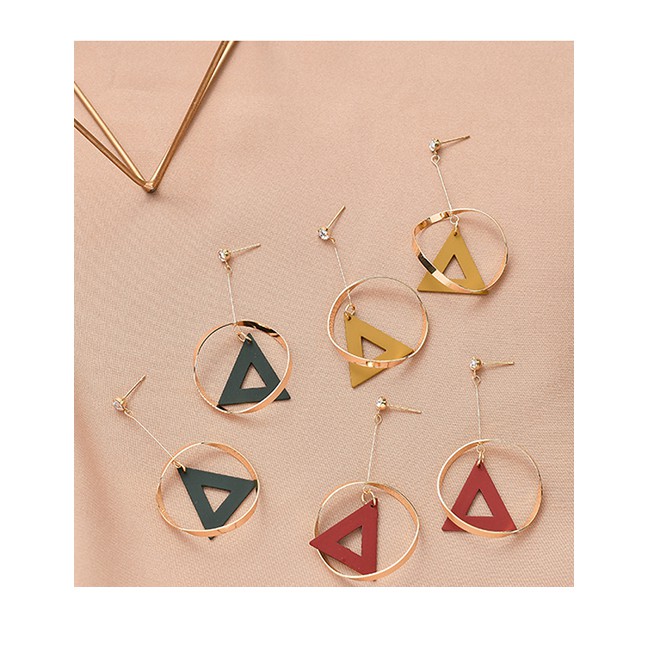 LRC Anting Tusuk Fashion Geometric Ring Stitching Frosted Cutout Triangle Earrings D89673