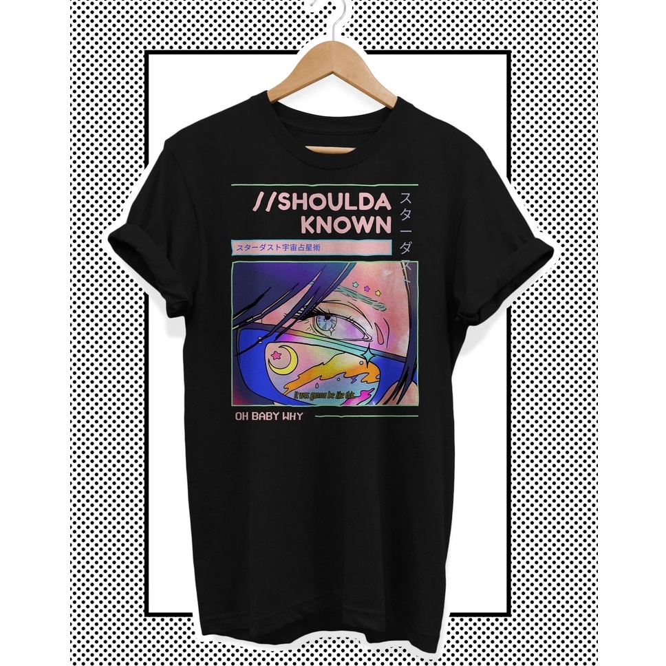 Tshirt Girl Synthwave Shoulda Knwon Black Kanji Unisex