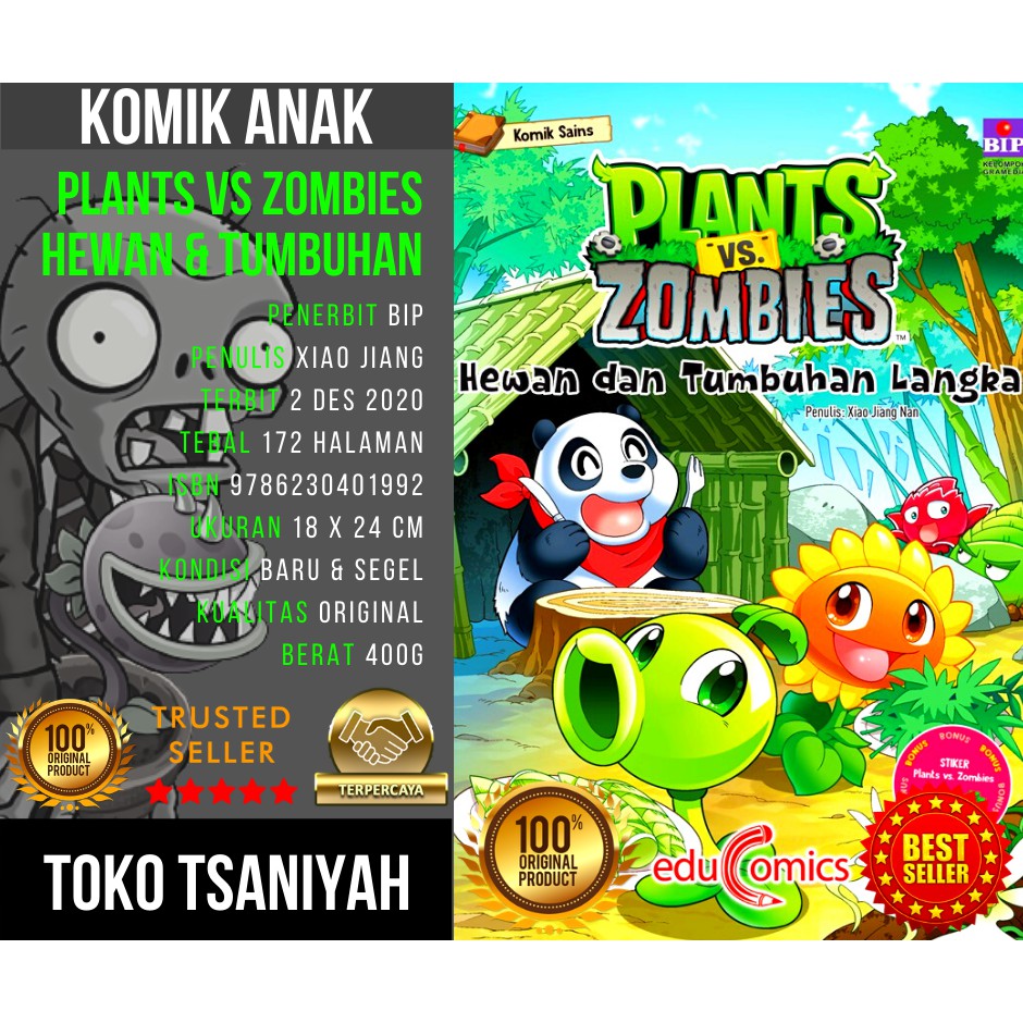 Buku Komik Anak Educomics Plants Vs Zombies Hewan & Tumbuhan Buku Edukasi Anak Cerita Anak Bergambar