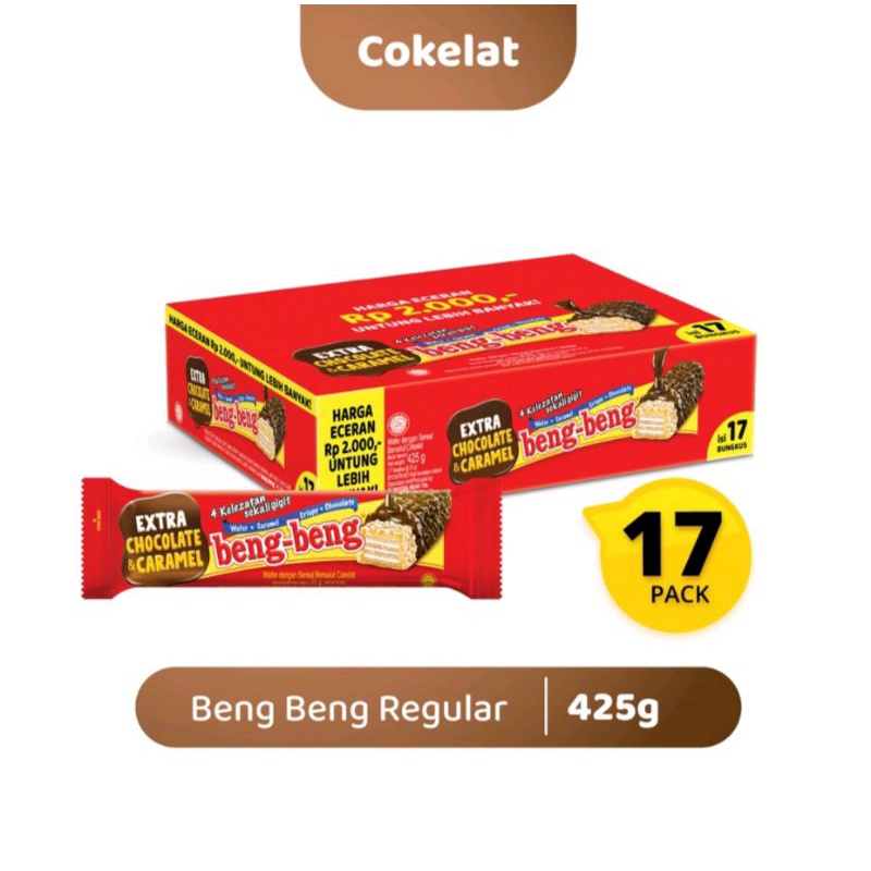 

0NEW Beng-Beng Wafer Caramel Crispy Chocolate 1 Box Isi 17 pcs @25gr