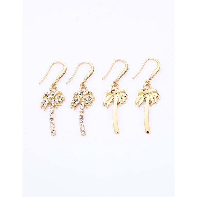 LRC Anting Gantung Fashion Gemstone Gold Diamond-studded Coconut Earrings F94100