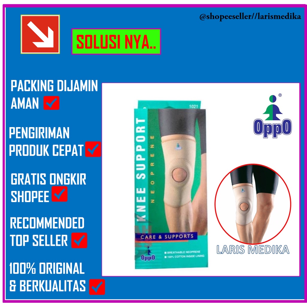 Deker Lutut Kesehatan Knee Support Oppo 1021 Dekker Lutut Terapi Penyangga Lutut Sakit Dekker Futsal Deker Badminton Pelindung Lutut Oppo 1021 Open Patella Knee Support decker lutut Knee Support Lubang Oppo 1021 / Deker Lutut lubang