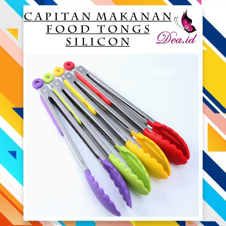 [DEASHOP] CAPITAN KUE - PENCAPIT MAKANAN - FOOD TONGS STAINLESS DAN SILICON - ANTI LELEH &amp; PANAS