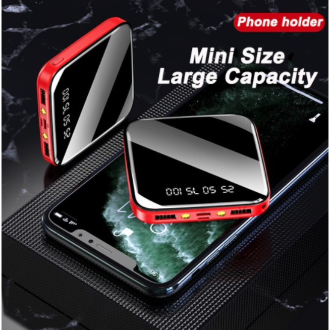 Powerbank Mini 5in1 Fast Charging 20.000 mAH Built in Cable Portable with LED Display Dual USB Digital