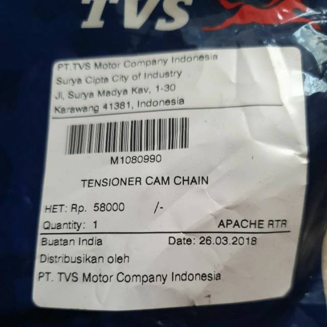 Tensioner Apache Pendek TVS ( tensioner cam chain )