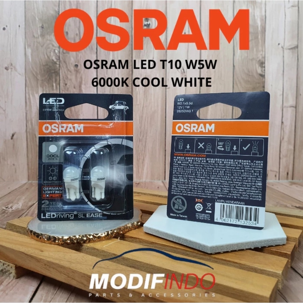 BOHLAM LAMPU SENJA T10 PUTIH LED - OSRAM GERMAN COOL WHITE 12V W5W