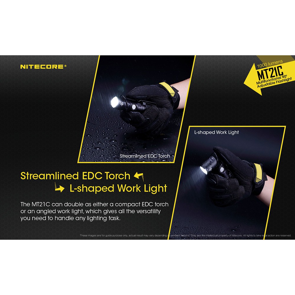 NITECORE MT21C Senter LED CREE XP-L HD V6 1000 Lumens - NRFL4OBK Black