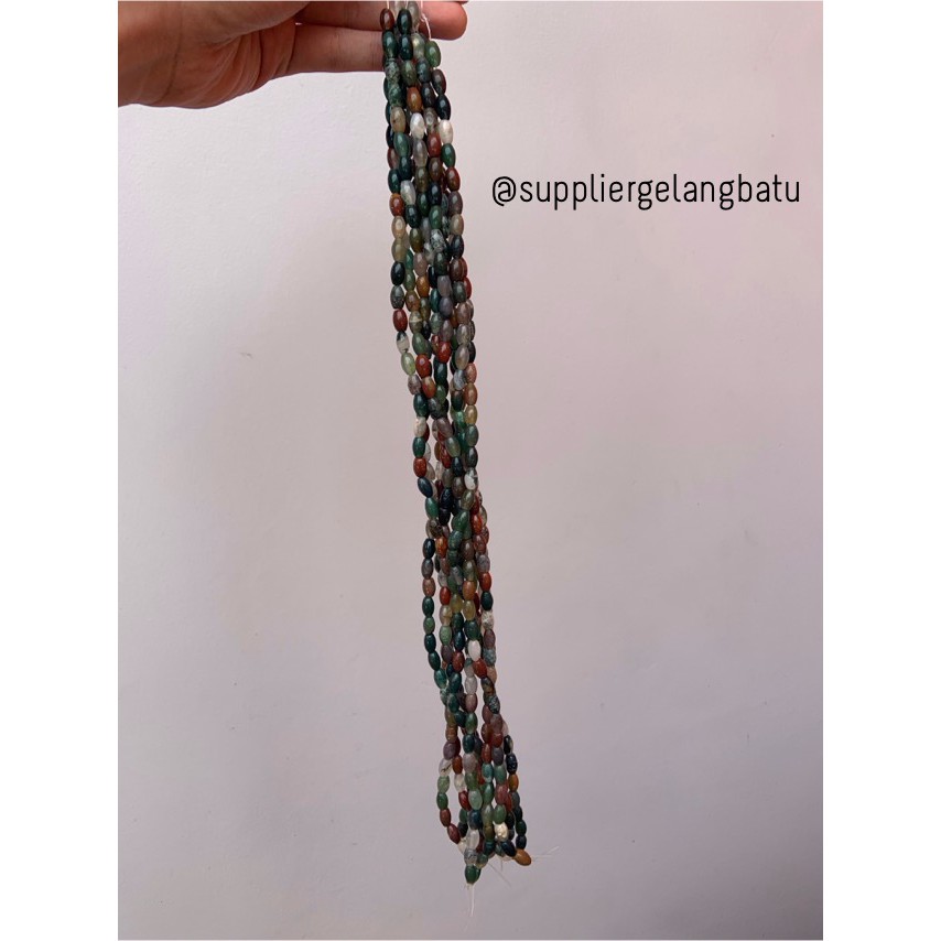 batu alam Penden tabung indian agate 5 x 10 mm giok akik india hijau