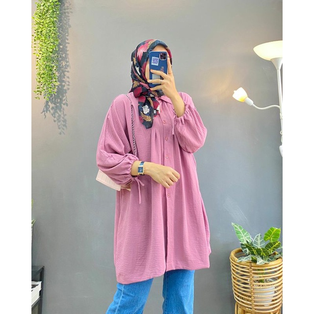 Oversize Blouse Bahan Crinkle